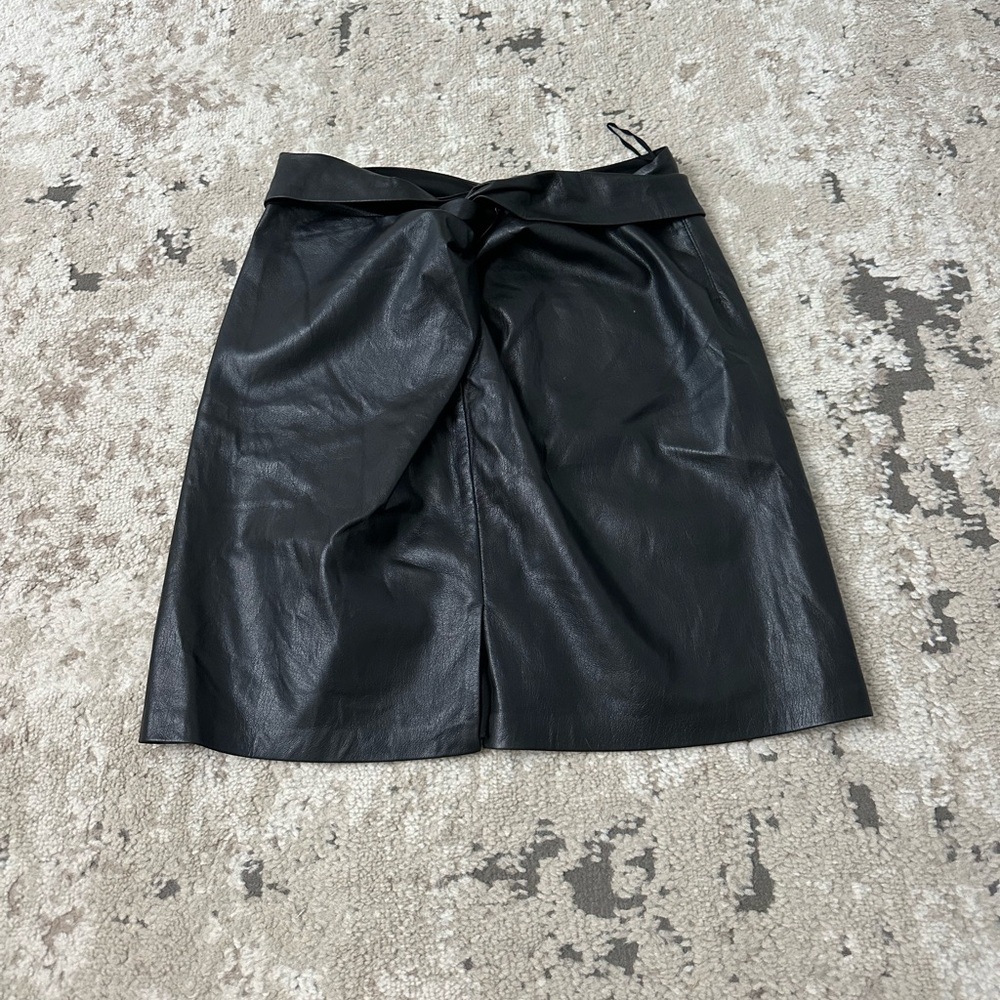 Nanushka black twist front faux leather skirt size large